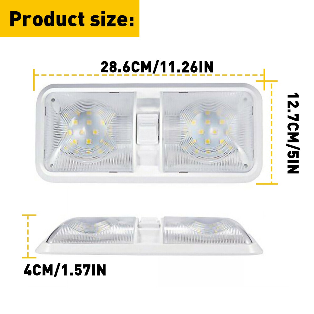 RV 12v Interior Light Frosted Clear Dome Camper Trailer Waterproof Marine 48-SMD