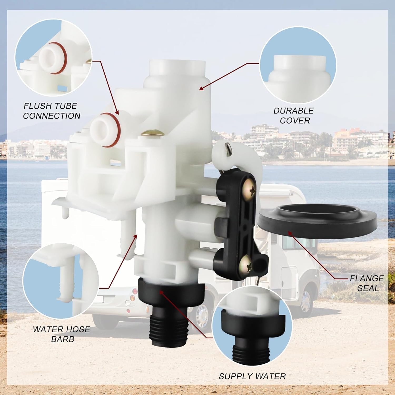 31705 31688 31687 31653 RV Toilet Water Valve kit- Freeze Resistance & Leakage