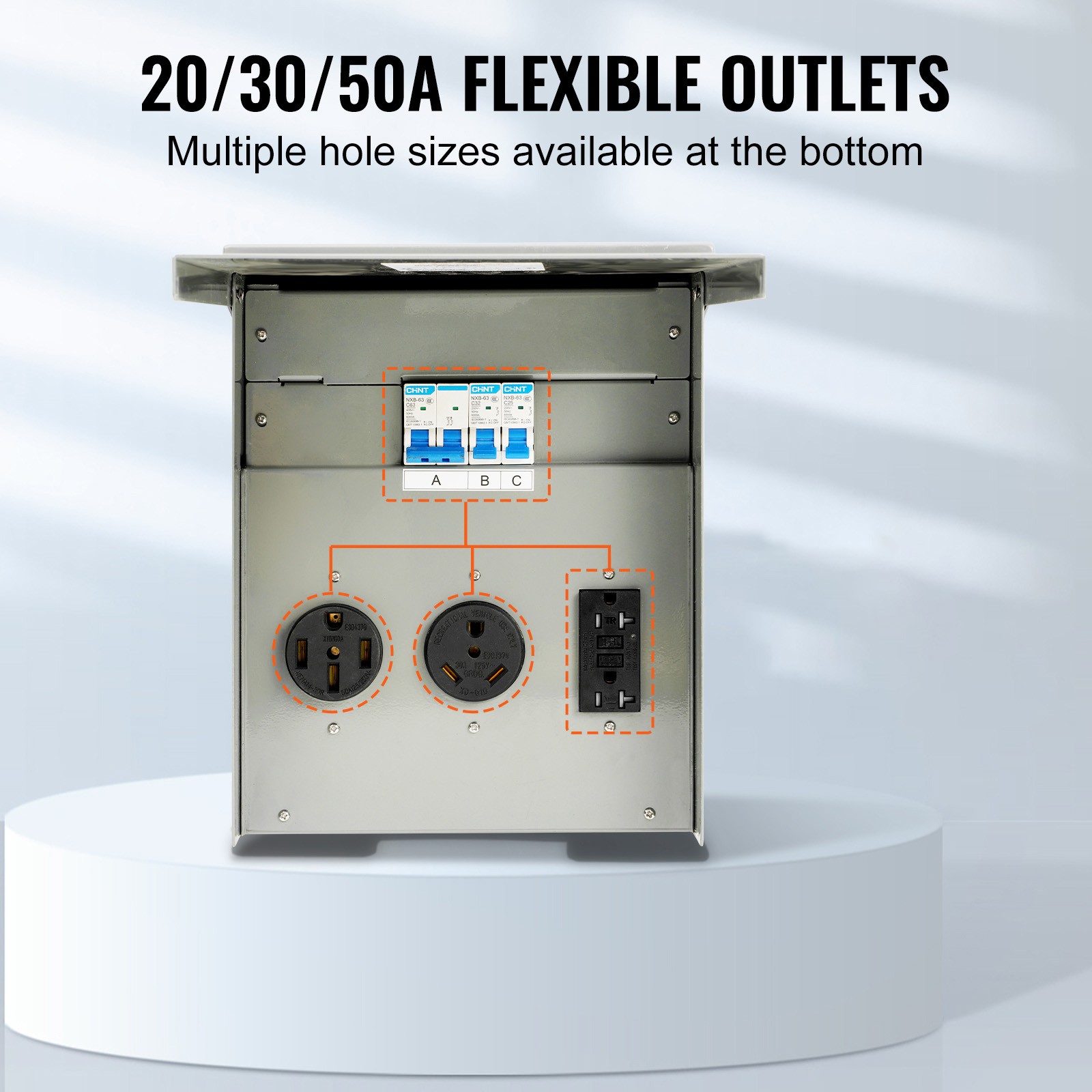 Uimoso 20/30/50A Temporary RV Power Outlet Box Electrical Outdoor Receptacle Box