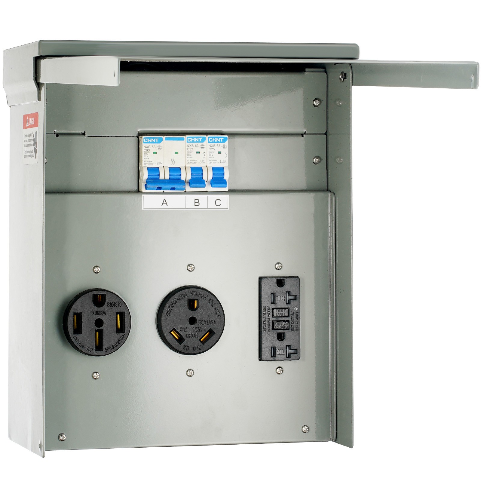 Uimoso 20/30/50A Temporary RV Power Outlet Box Electrical Outdoor Receptacle Box