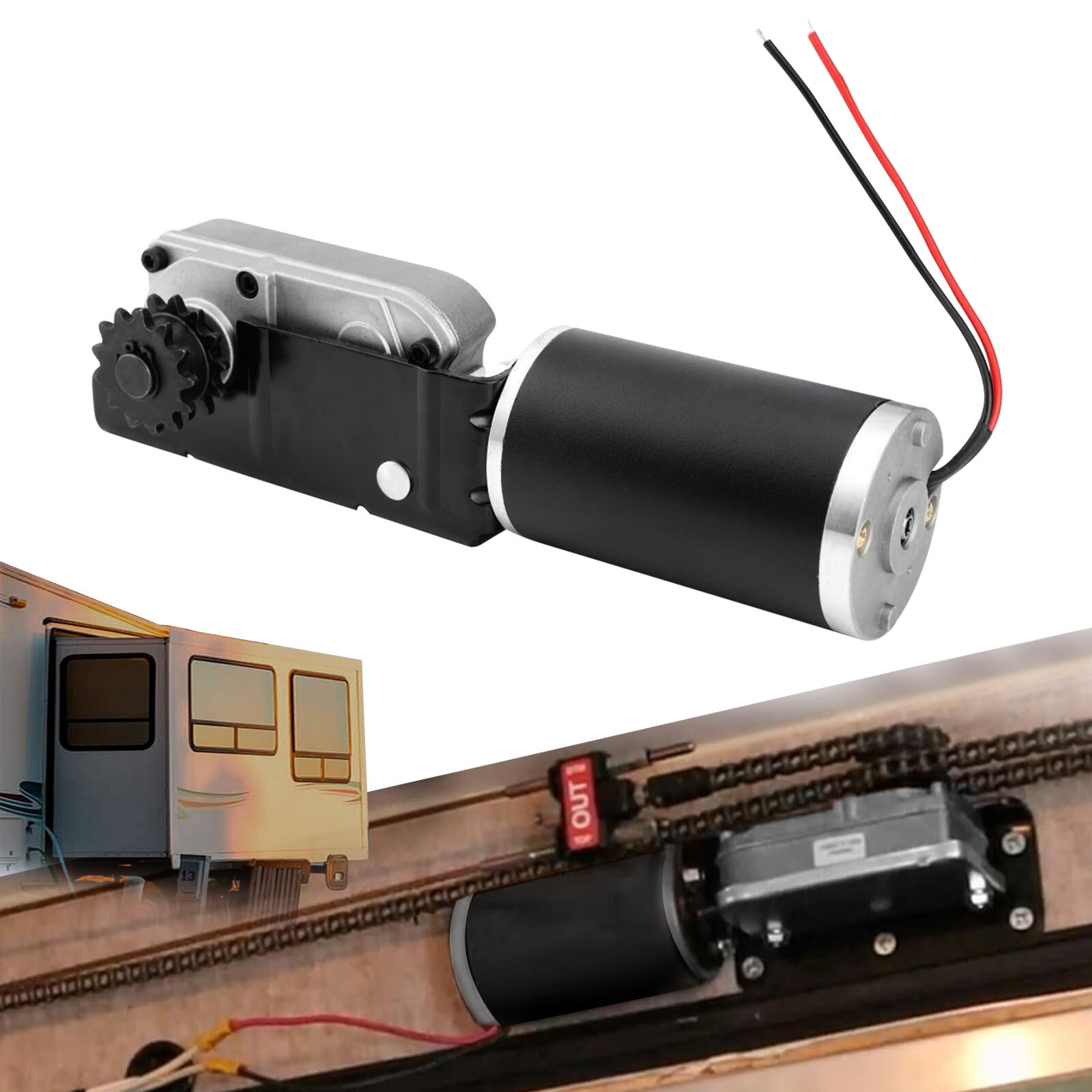 RV Slide-Out Motor & Gearbox Assembly For RV BAL Accu-Slide Cable System 225008