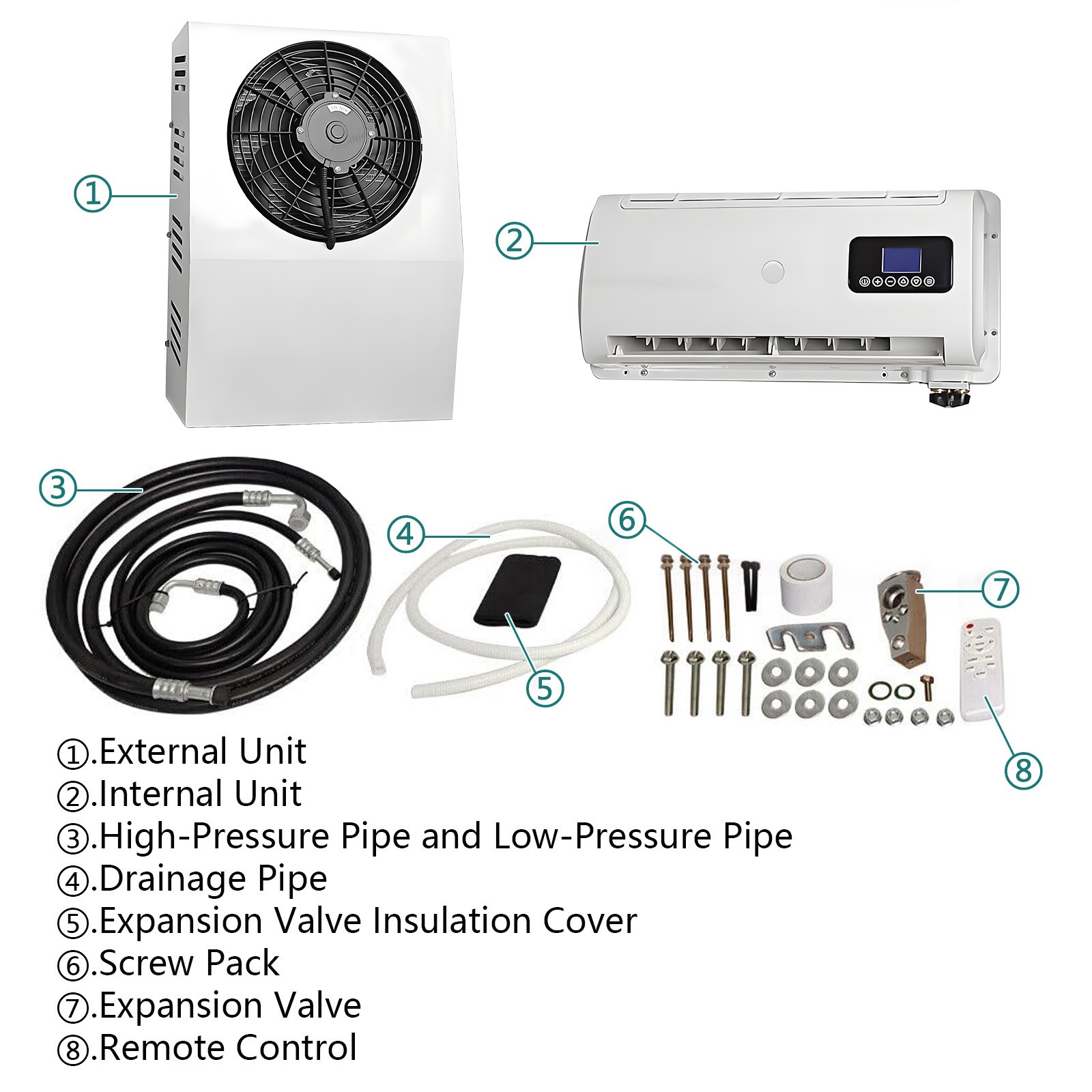 Treeligo 24V Split Fast Cooling Air Conditioner Kit For Electric Car Truck Van