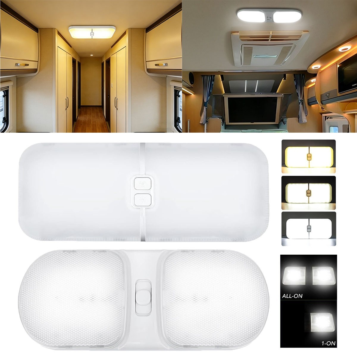 12V LED RV Ceiling Dome Light RV Interior Lighting for Trailer Camper Truck Boat