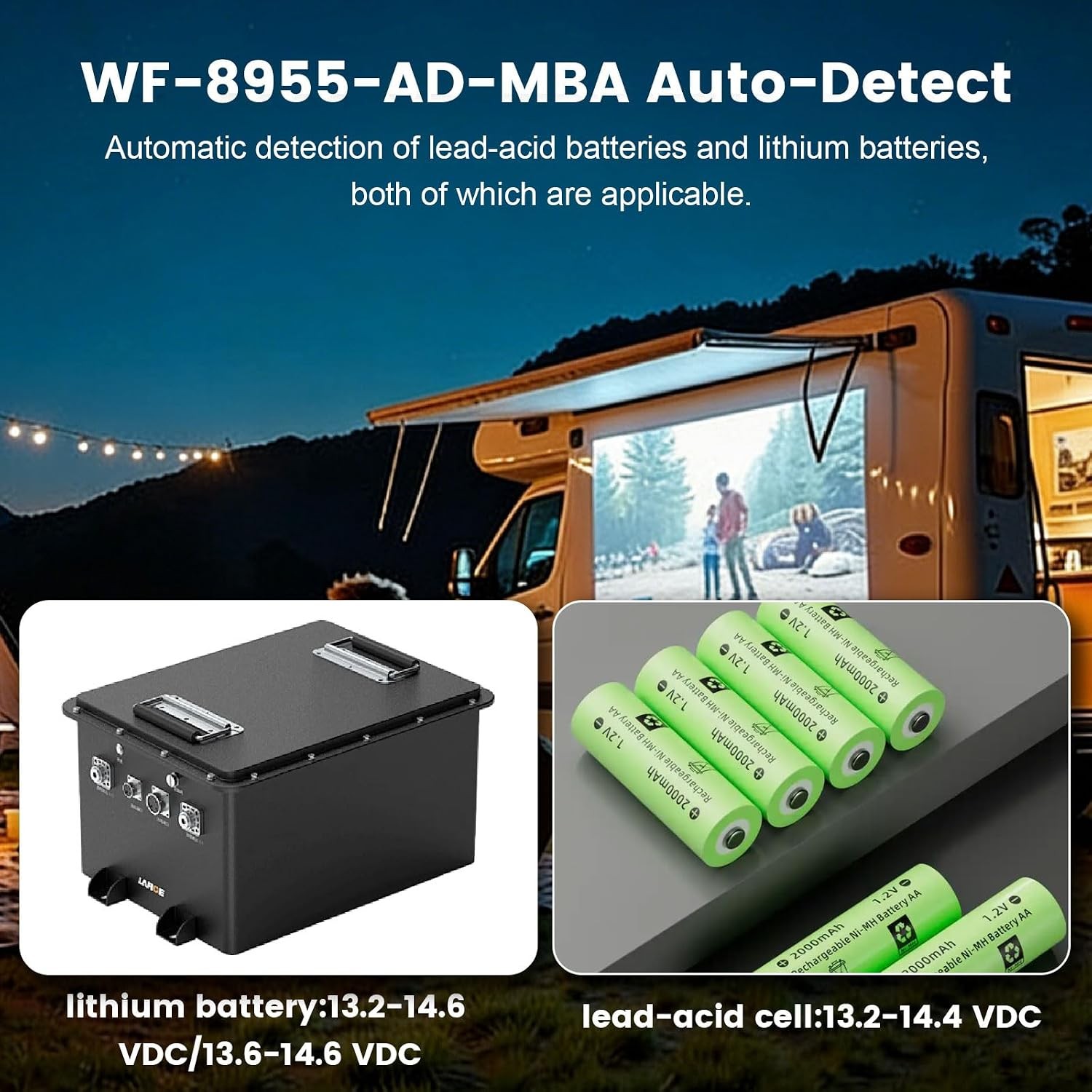 Hoiedt WF-8955-AD-MBA 55A RV Camper Power Converter 13.6V 950W Lithium 55 Amp