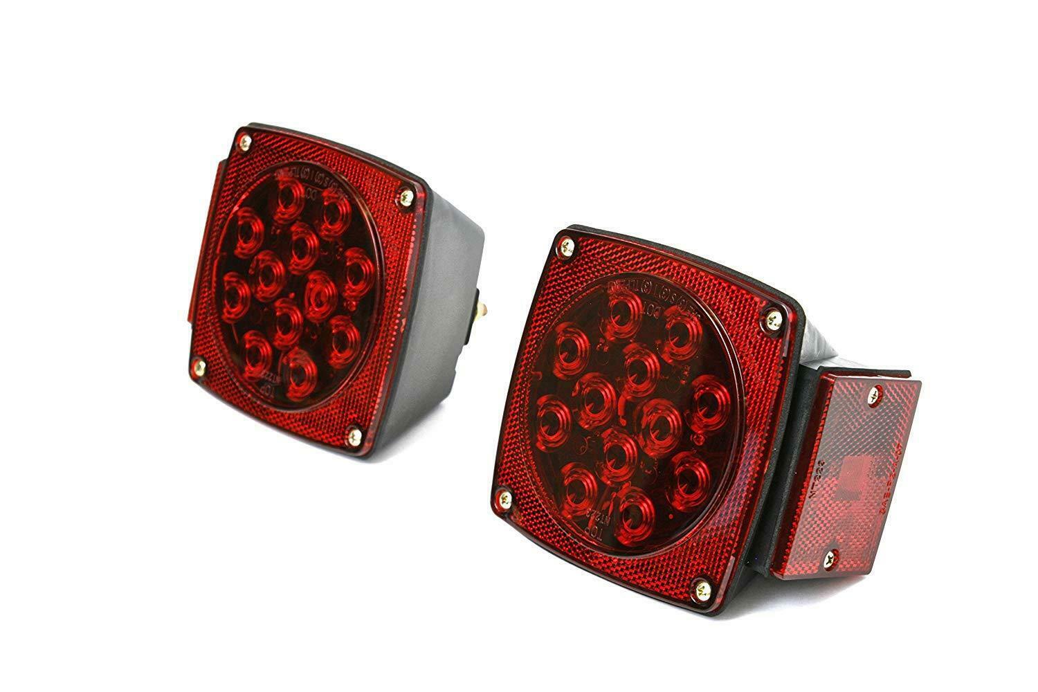 1 Pair LED Submersible Square Lights Trailer Under 80″ Tail Brake