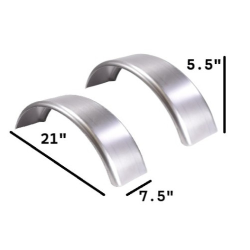 Set of 2 Round Steel Cargo Trailer Fenders Pair 21×7.5×5.5″ 16 Gauge Steel DR