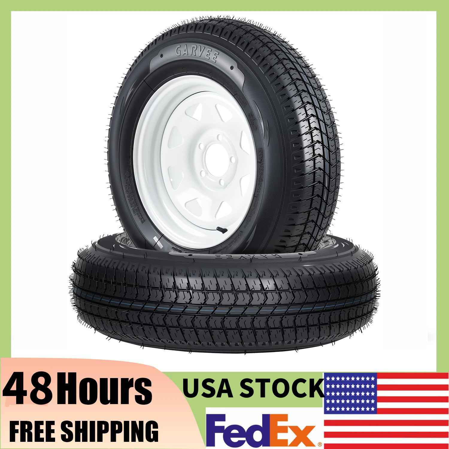 ⚡2 Pack ST205/75D15 Trailer Tire Load Range C 205 75 15 6PR 15 Inch White Wheel