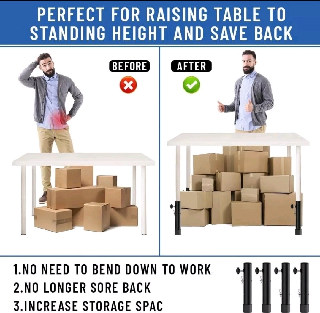 Folding Table Leg Extender Risers. 2 positions. Black