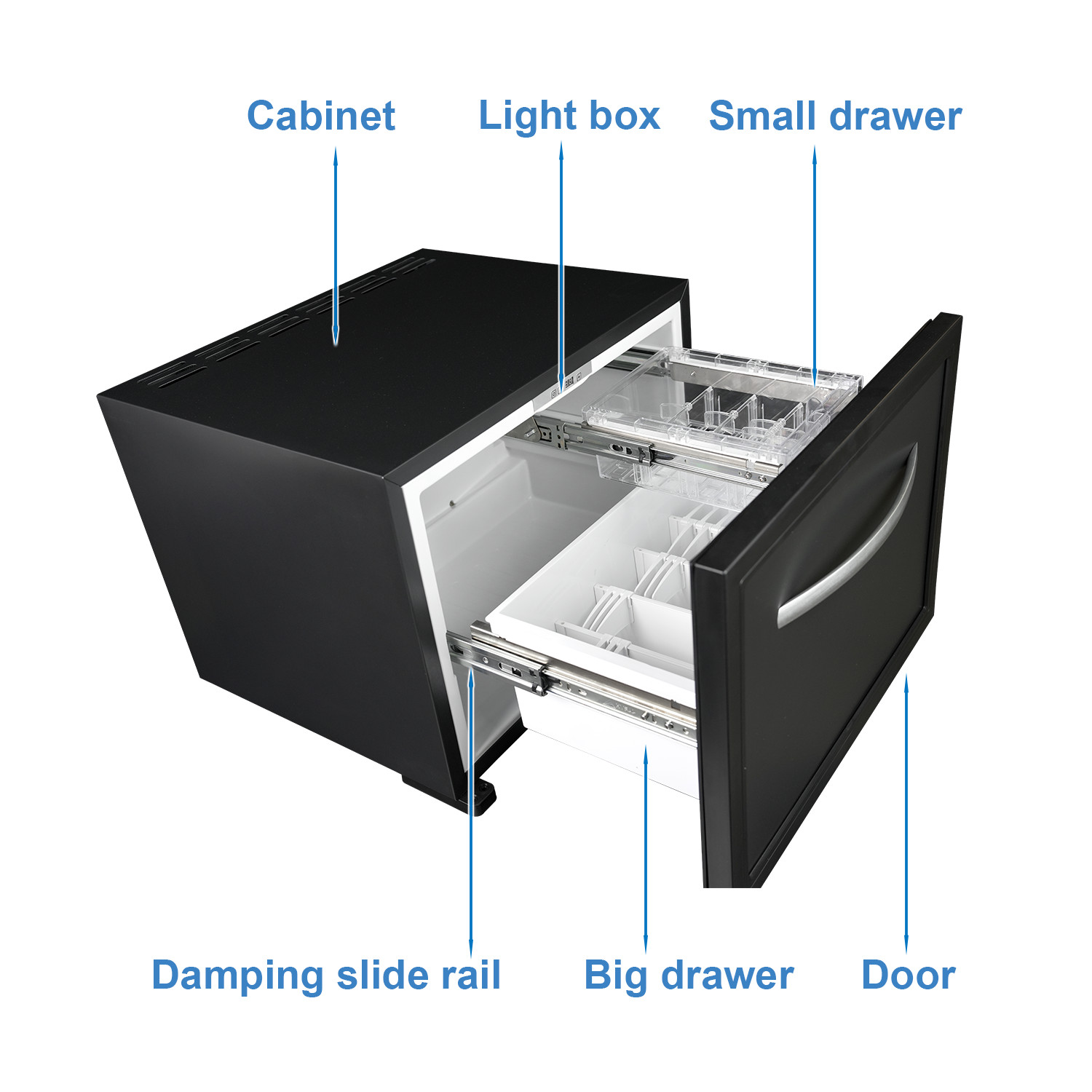 SMAD 12V/110V Drawer Fridge 1.7 cu ft 2Way Refrigerator Campervan Motorhome Boat