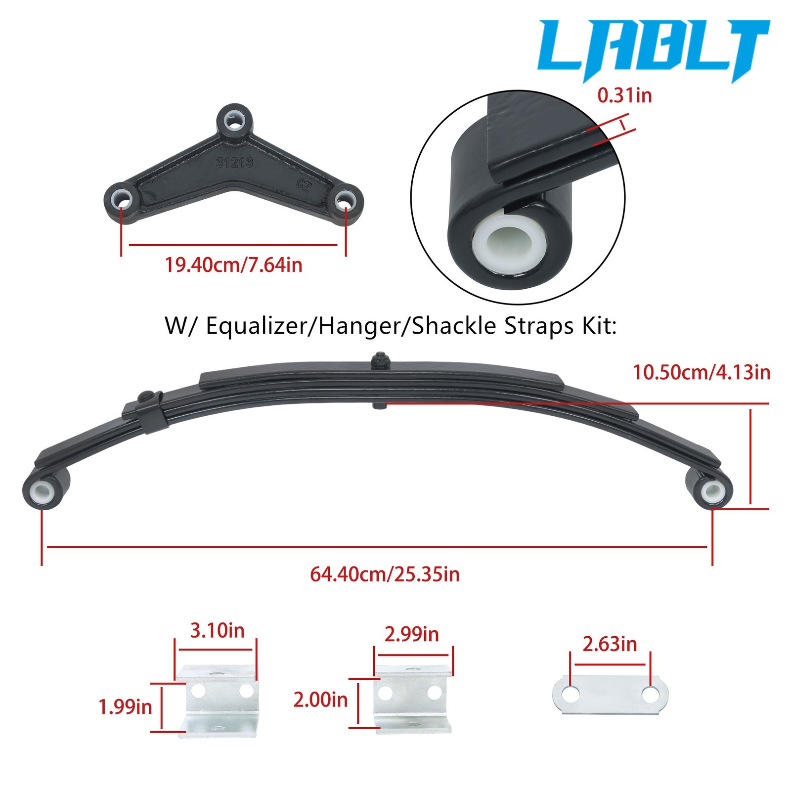 5000lbs Tandem Trailer Axle Suspension 2500lbs 4 Leaf Springs+U-bolt+Hanger Kit