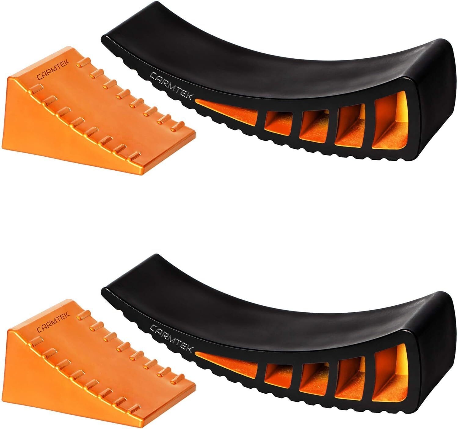 Camper Leveler 2-Pack Kit Curved RV Levelers with Trailer Wheel Chocks Leveling