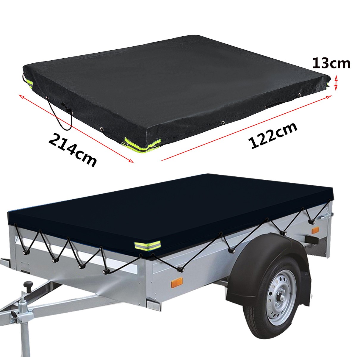 214×122 Tray Trailer Cover 7x4ft Heavy Duty PVC Waterproof Protector Rubber Belt