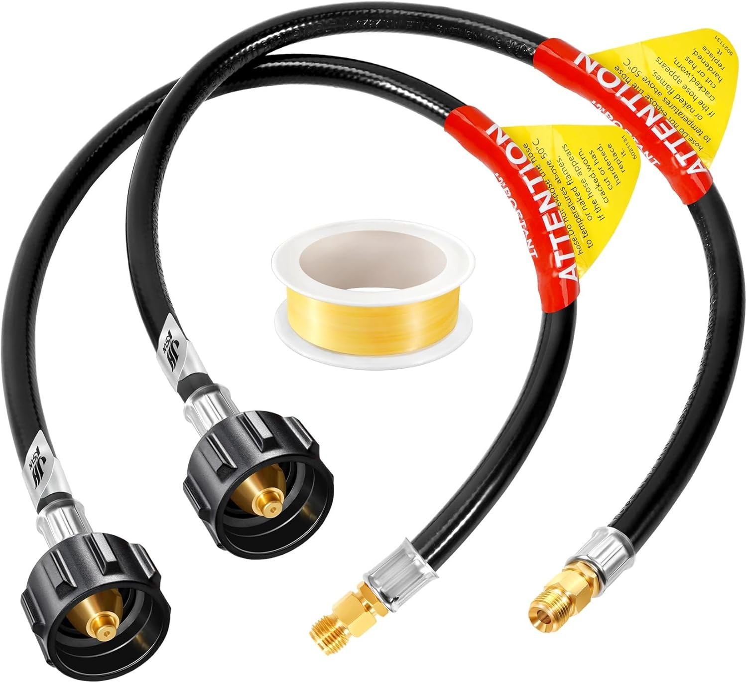 Safe 24″ RV Propane Hose for Campers – Sealing Tape Included, 2-Piece Set