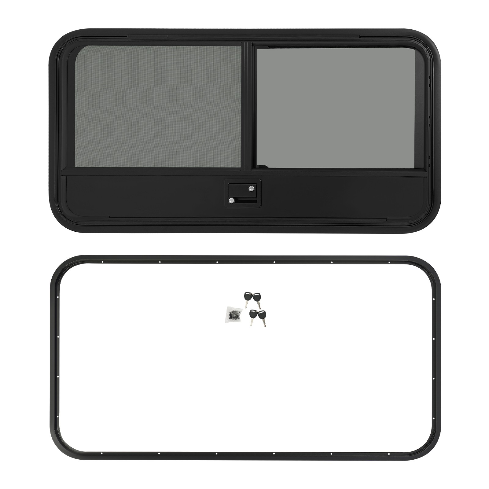 Black RV Camper Teardrop Trailer Entry Door for Right& Passenger Side W/ 4* Keys