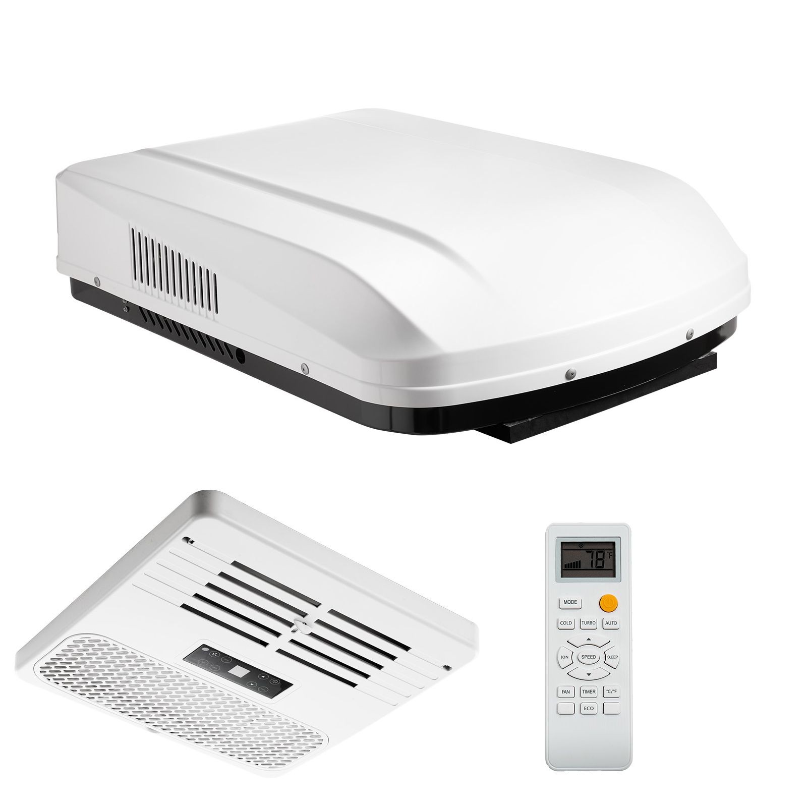 13500 BTU 120V Ducted Rooftop RV AC, White, Remote Control