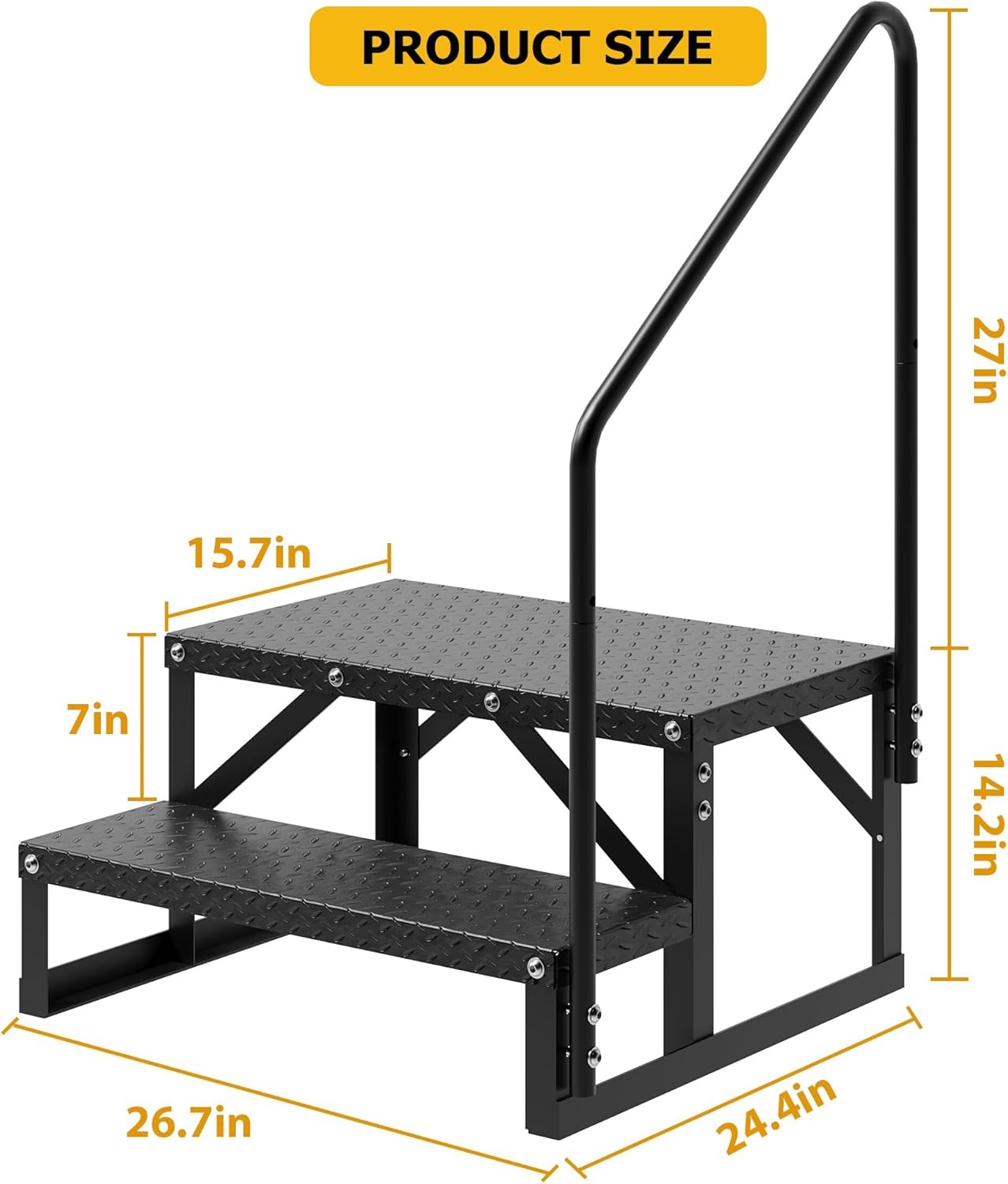 2/3/4 Step RV Steps w/ Handrails Portable Stairs Steps for RV Camper Mobile Home