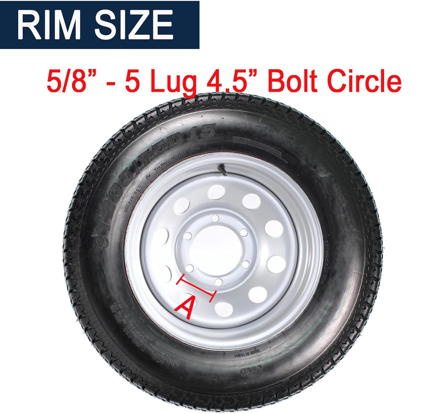 2 pack ST205/75D15 205 75D15 Trailer Tire with Rim, 6-Ply Load Range C 5 Lug US