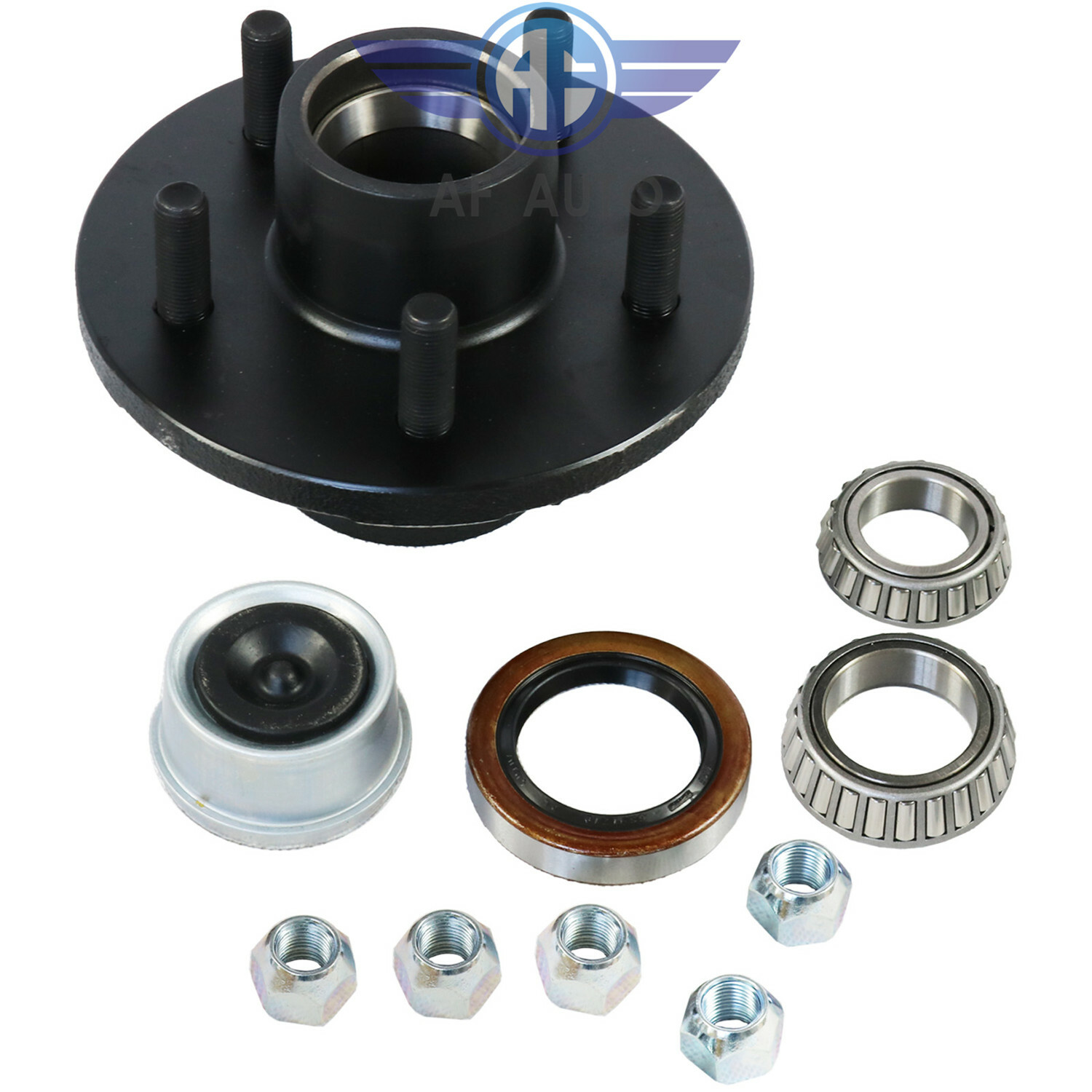 Trailer Idler Hub Kits 5 on 4.5 With Bearings Fits 3500 lbs Axle 1/2″-20 Thread