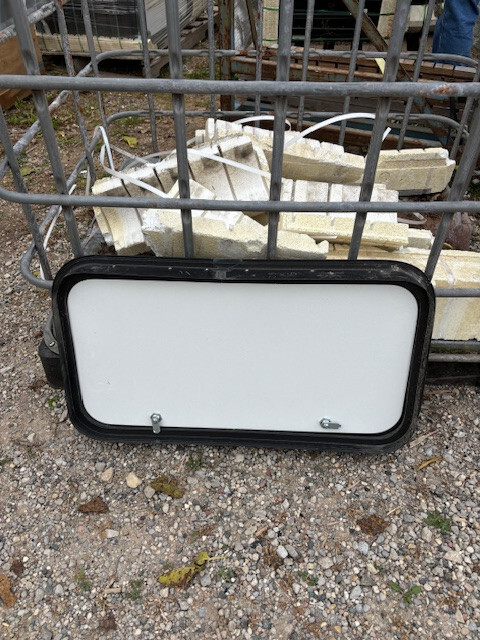 RV/Trailer Cargo Door / Access Door. White 28″x15″x2″, W/ Locks, No Keys, #135B