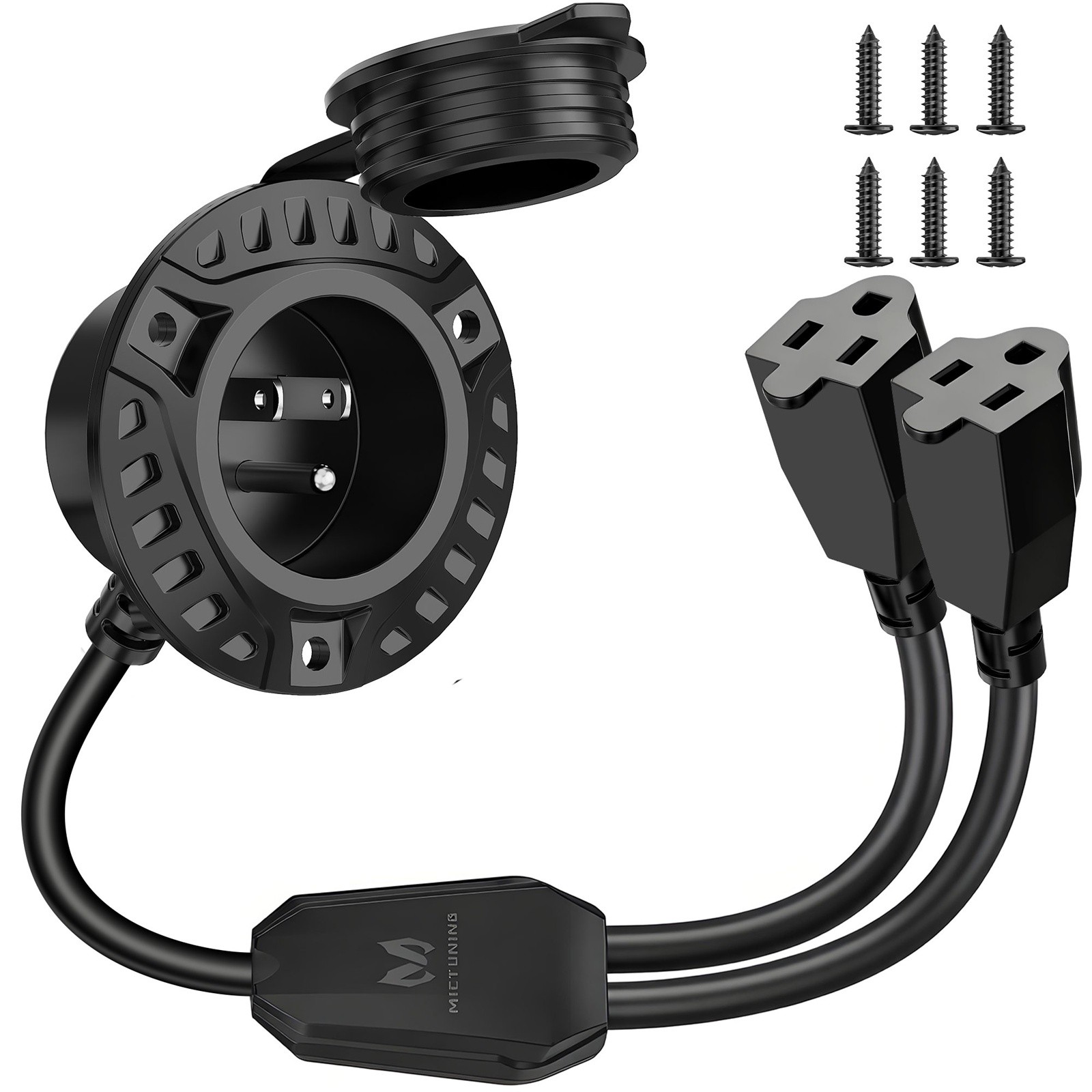 15AMP 125V AC Port Plug RV Shore Inlet Electrical Receptacle Dual 20” Extension