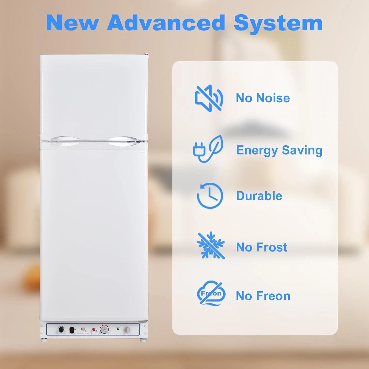 Smad Gas LPG Fridge Freezer Outdoor RV Refrigerator with freezer 13.4 Cu.Ft 110V