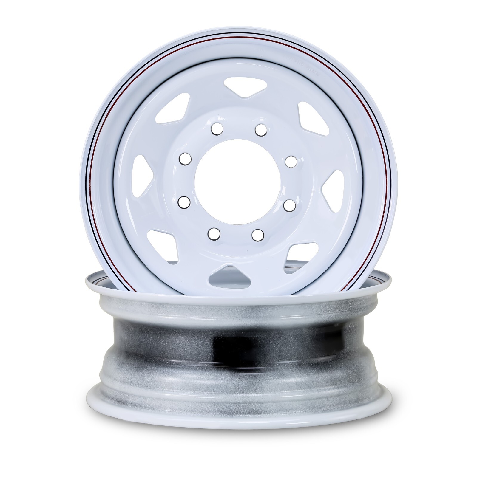LIBRA 16 x 6 Trailer Wheels 8 Lug on 6.5″ Bolt Pattern White Spoke, Set 2-17016