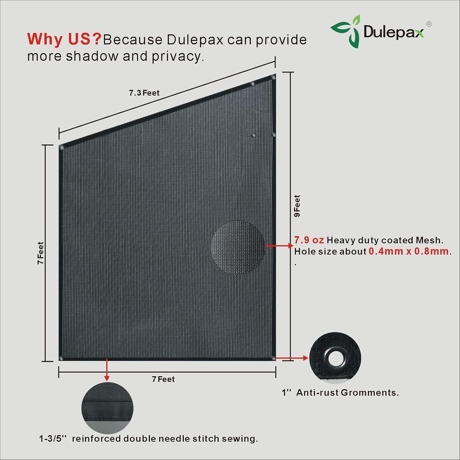 Black 9′ x 7′ RV Awning Side Shade Screen – Fast Installation & Superior Privacy