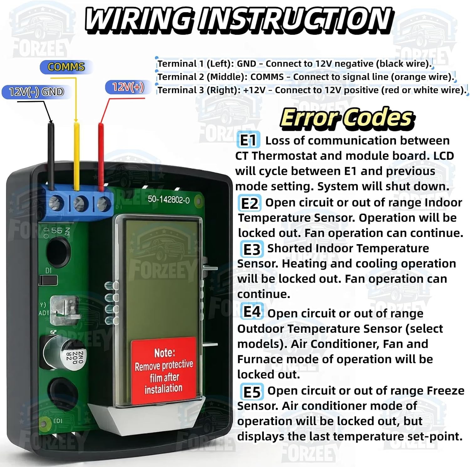 RV Thermostat Compatible with Dometic 3316250.712, 3-Wire Single Zone Control…