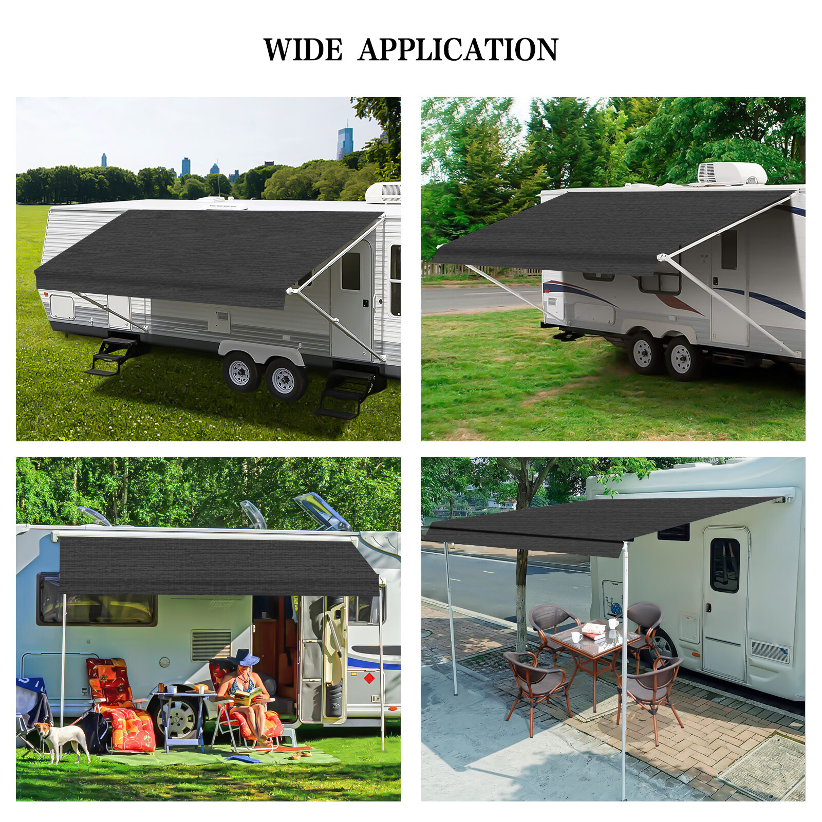 Universal Vinyl RV Awning Fabric Replacement Weatherproof for Road Trip Camping