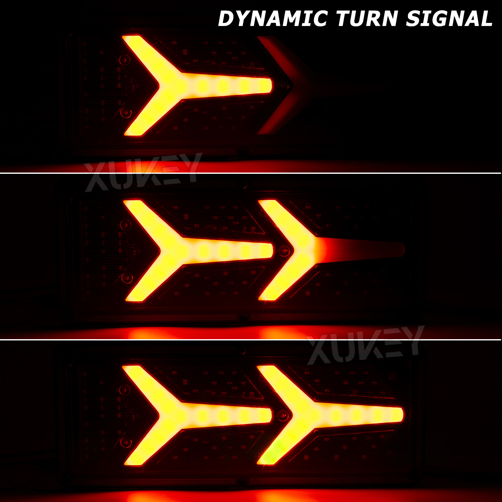 2x LED Truck Tail Brake Sequential Flowing Turn Signal Trailer Light 76LED Lamp