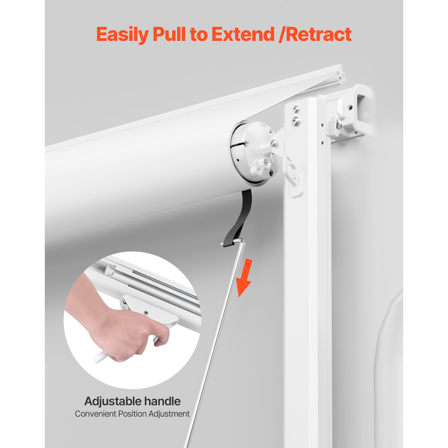 20′ Retractable RV Awning Manual Trailer 18oz Awning for Most DC12V 4-ply PVC RV
