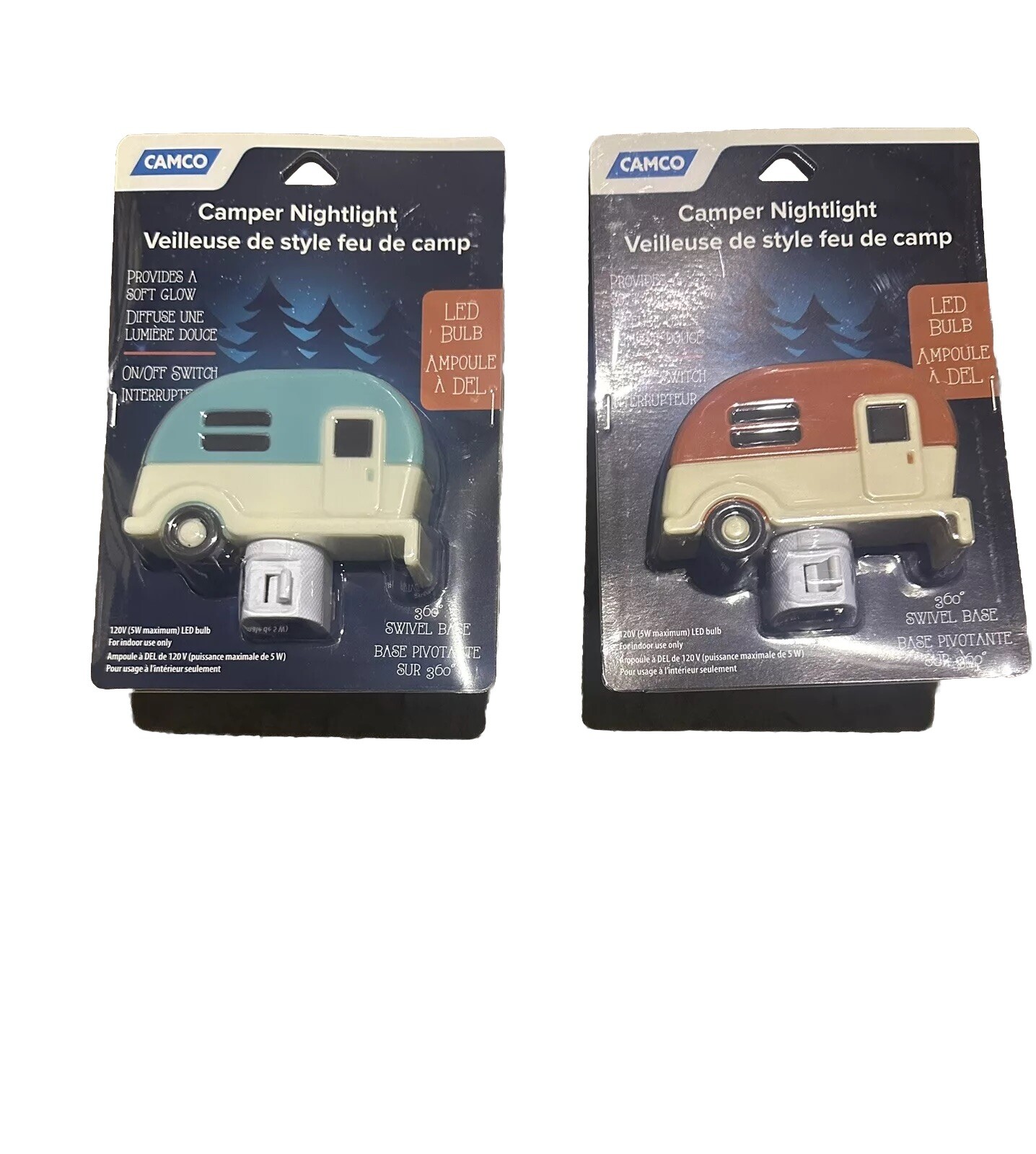 Camco Retro Camper Nightlight Orange And Blue Together