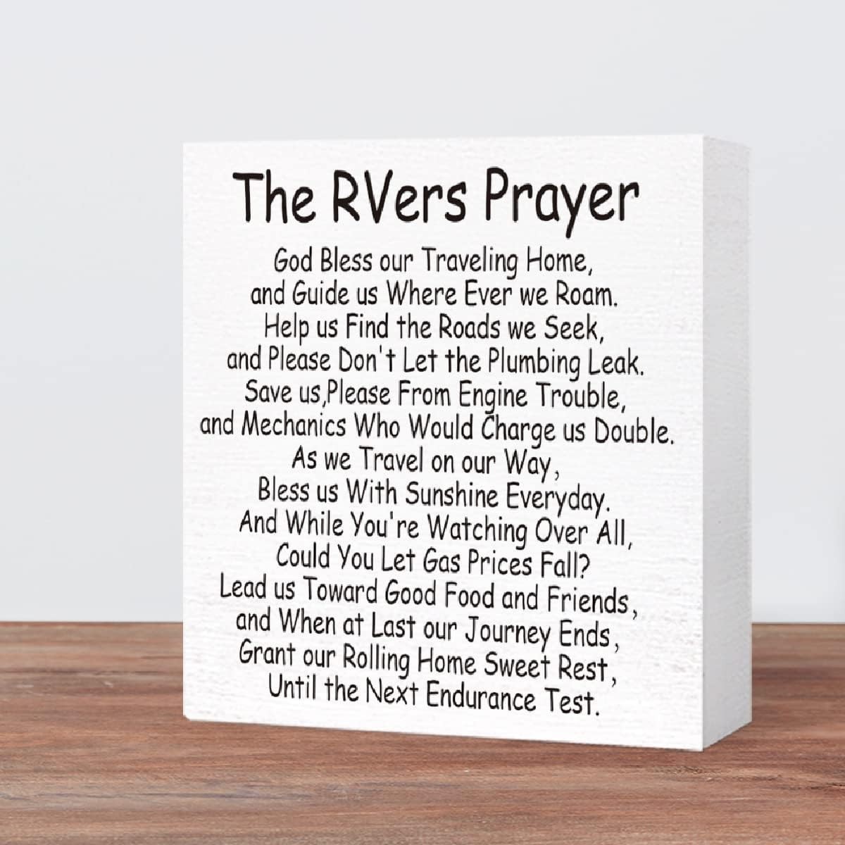 Unique Serving Size: 5×5 RV Prayer Sign – Humorous Wooden Block for Inside RV