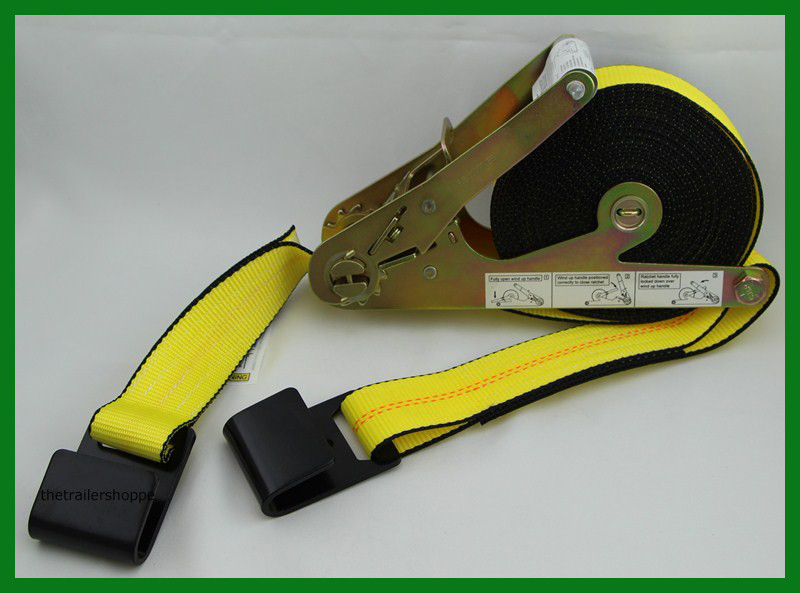 Self Contained Ratchet Strap Cargo Control Tie down Flat Hook 2″ X 30″ Set of 2