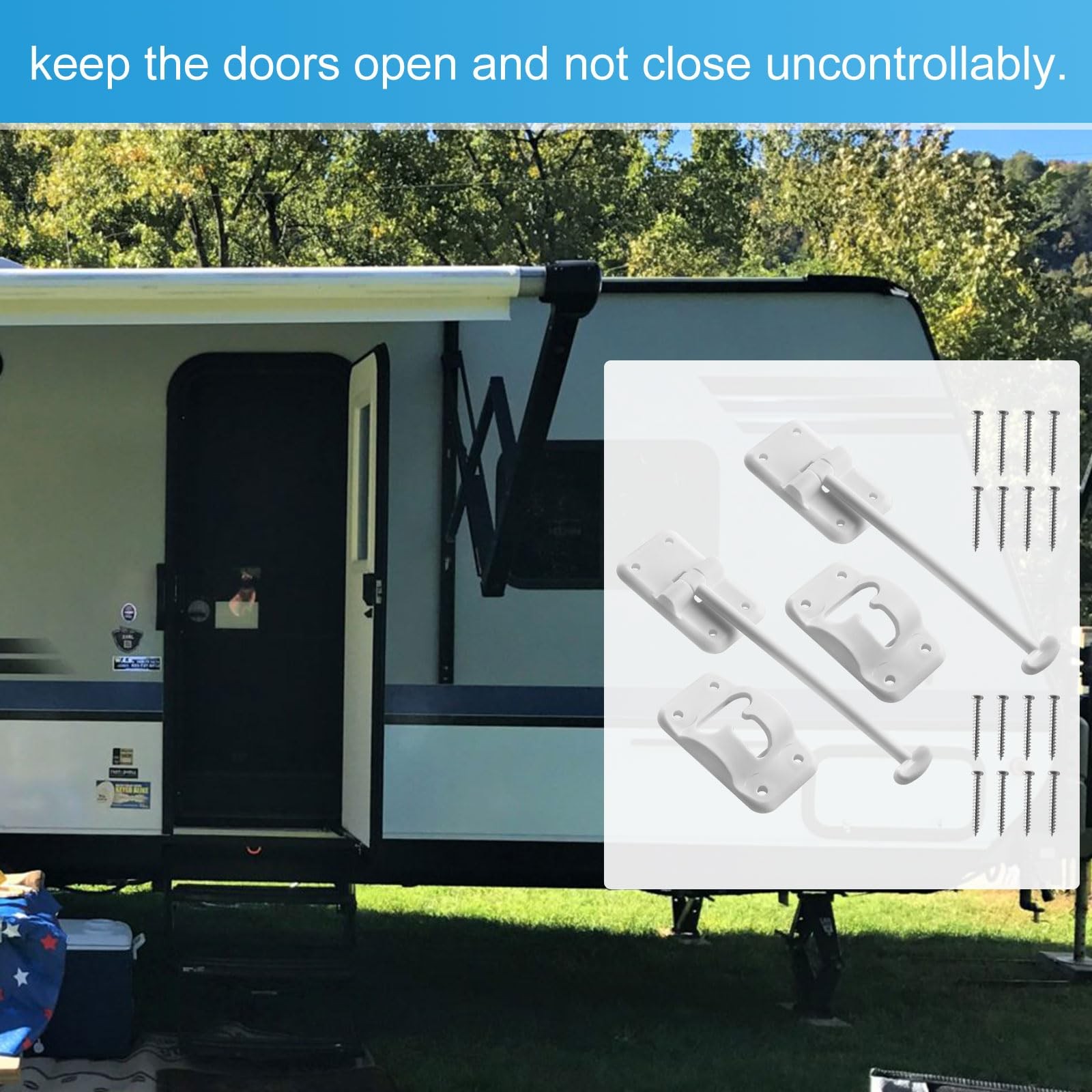 6 Inch White RV T Style Door Holder Catch Latch Camper Trailer Hardware