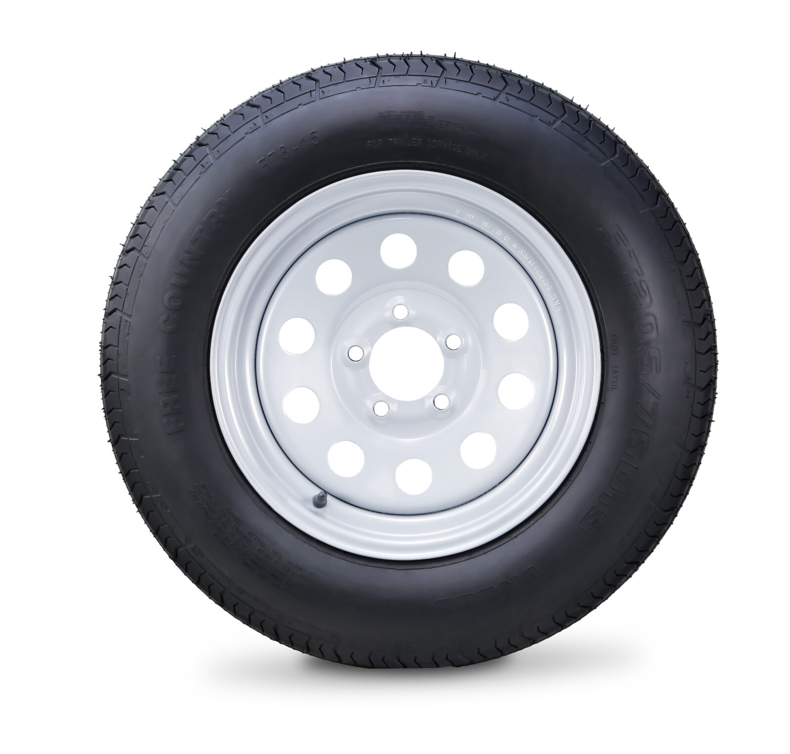 Free Country Trailer Tire Rim ST205/75D15 6-Ply C 107L 5 Lug x 4.5″ White Mod