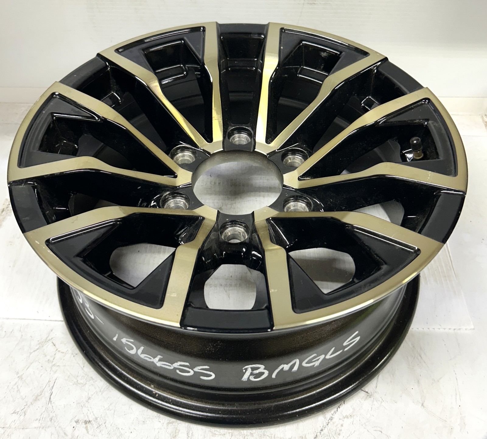 15×6 6 Lug Black Machined Aluminum Edge Gold Style Trailer Wheel