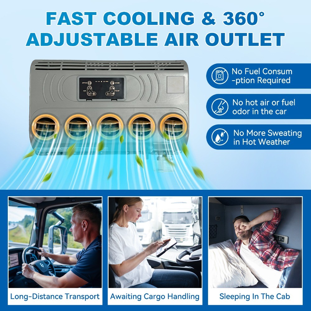 Cooligo 12V Split Air Conditioner Fast Cooling Electric A/C Set For Truck Yacht