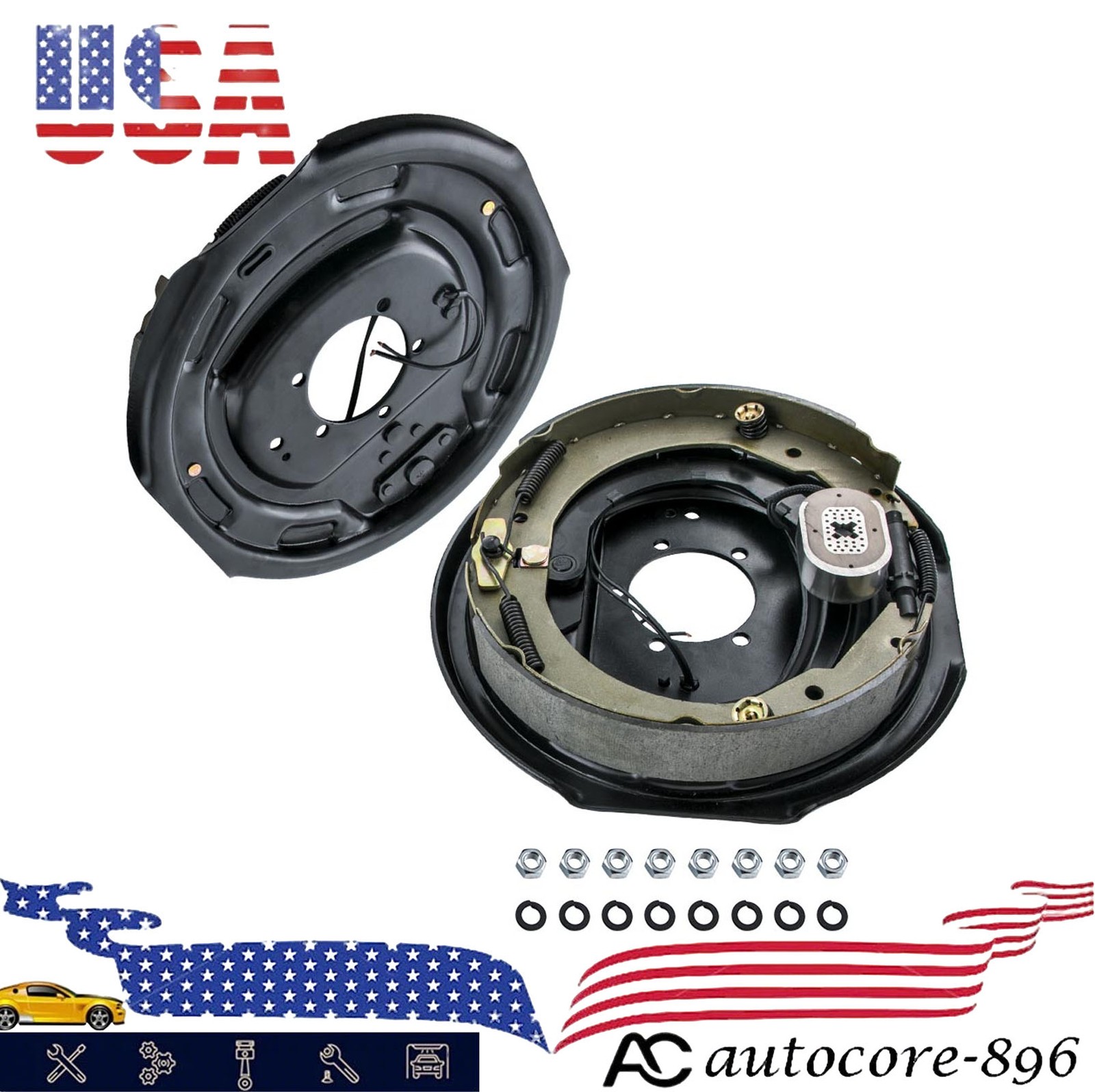 1 Pair 12″ x 2″ Electric Trailer Brake Assembly for 5200-7000lb Axle K23-180-00