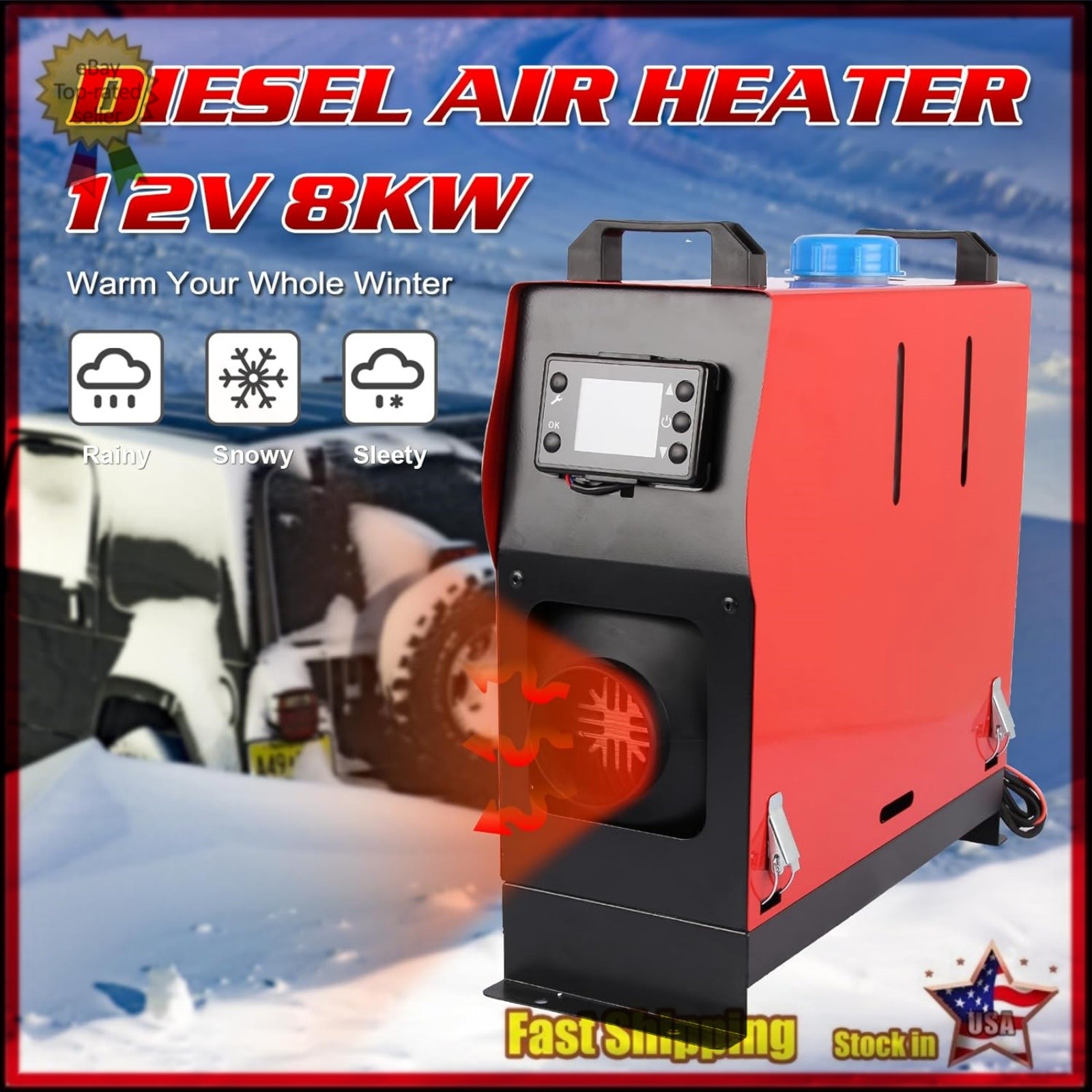 8Kw 12V/24V 110V Diesel Air Heater Bluetooth APP Control for Garage Camper Van