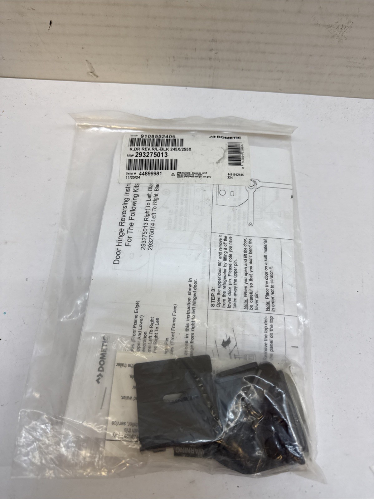 DOMETIC 293275013 K Dr Rev R/L-Blk 245X/255X