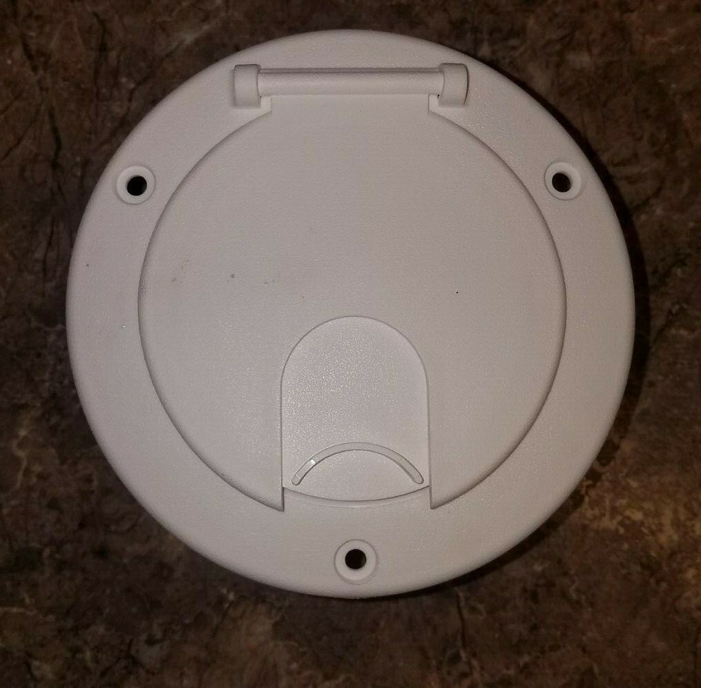RV WHITE CAMCO ELECTRIC ROUND POWER CORD CABLE HATCH CAMPER TRAILER MOTORHOME