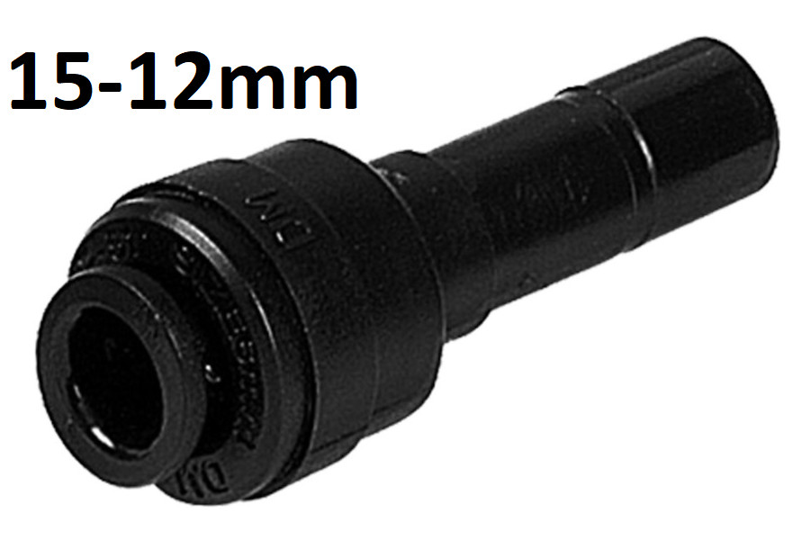 JOHN GUEST PUSH FIT 15MM STEM TO 12MM PUSHFIT REDUCER WATER HOSE PIPE FITTING