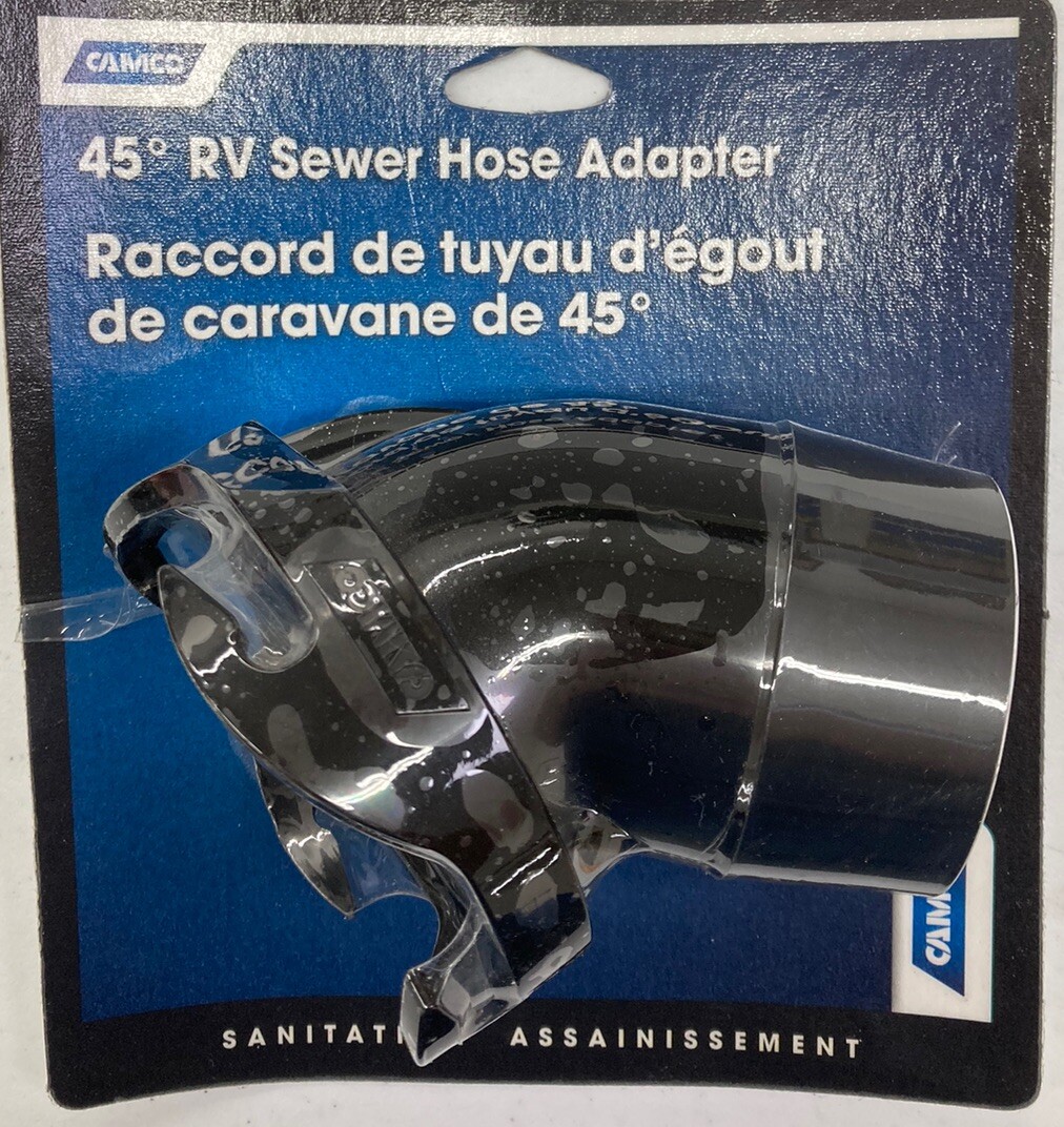 Camco RV Sanitation 45 Degree Black Sewer Hose Adapter 39403
