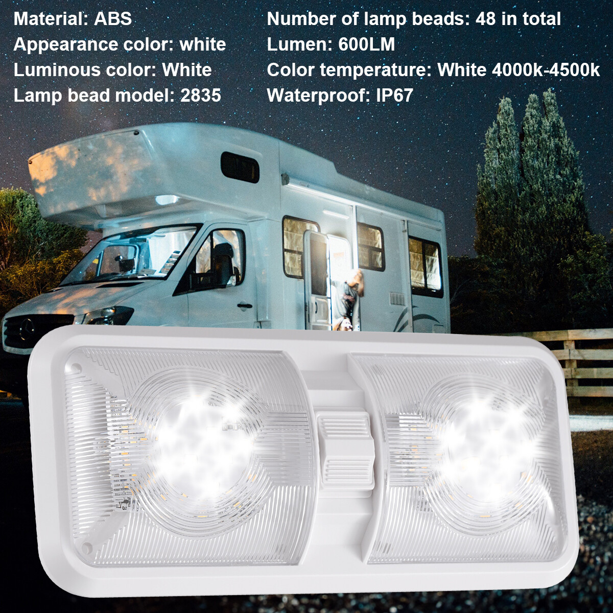 12V LED RV Ceiling Dome Light RV Interior Lighting for Trailer Camper Truck Boat