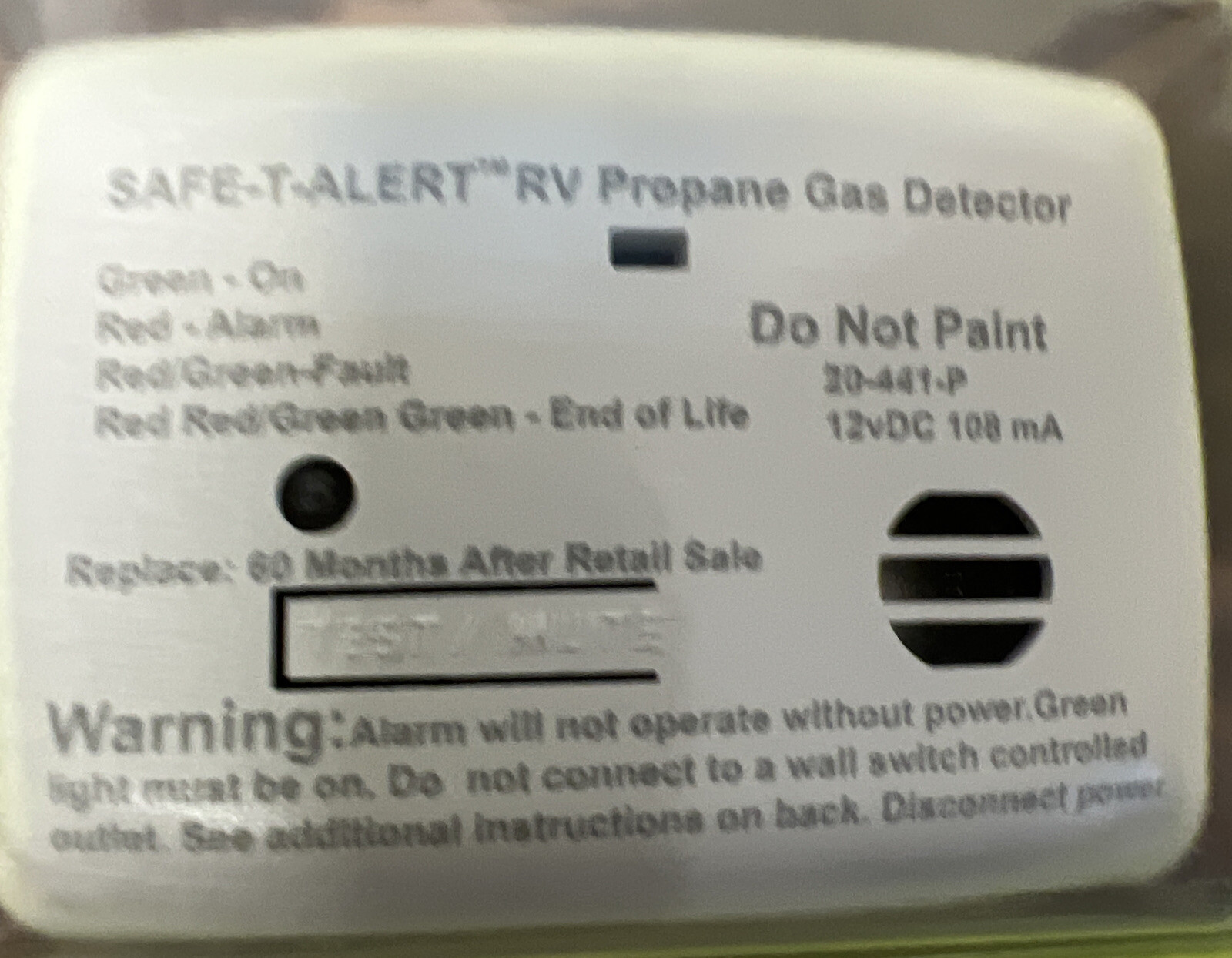 MTI 20-441-P-WT Safe-T-Alert RV Mini Propane Leak Detector Alarm; LP Gas Sniffer