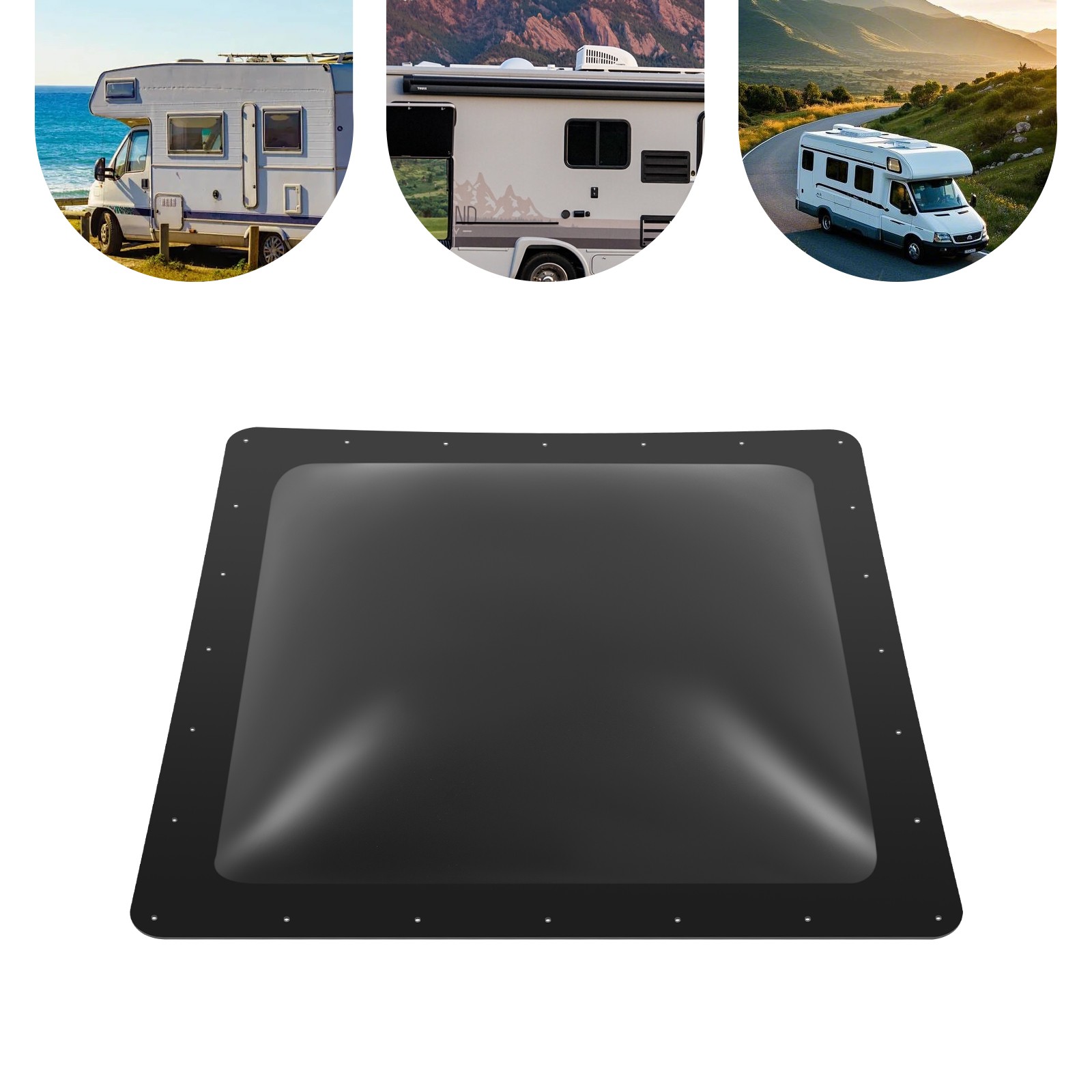 Rv Roof Skylight Cover Black 26*26 In Camper Skylight Food Truck Skylight