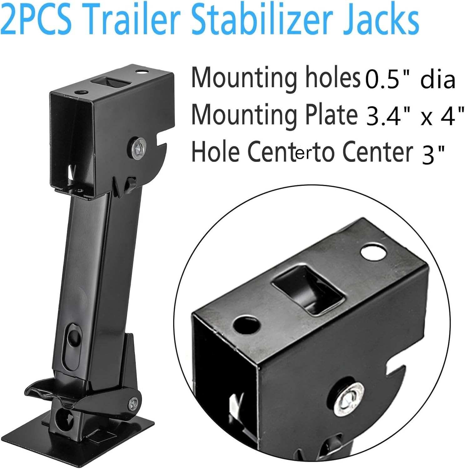 2 Pack Trailer Stabilizer Jacks, Telescoping RV Camper Accessories with Adjus…