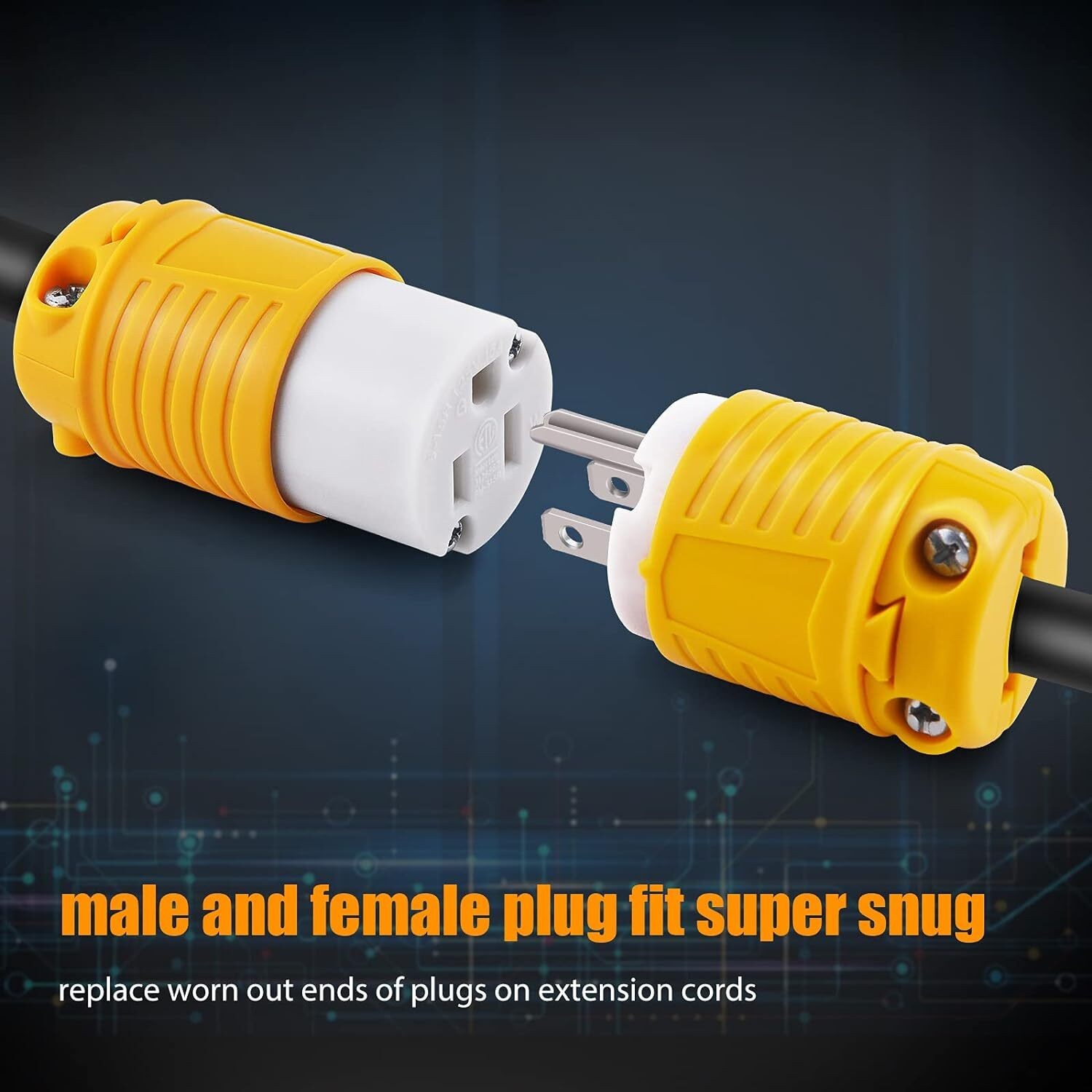 Extension Cord Ends Male Female Plug 15A 125V Replacement Plug Connector 5 Set