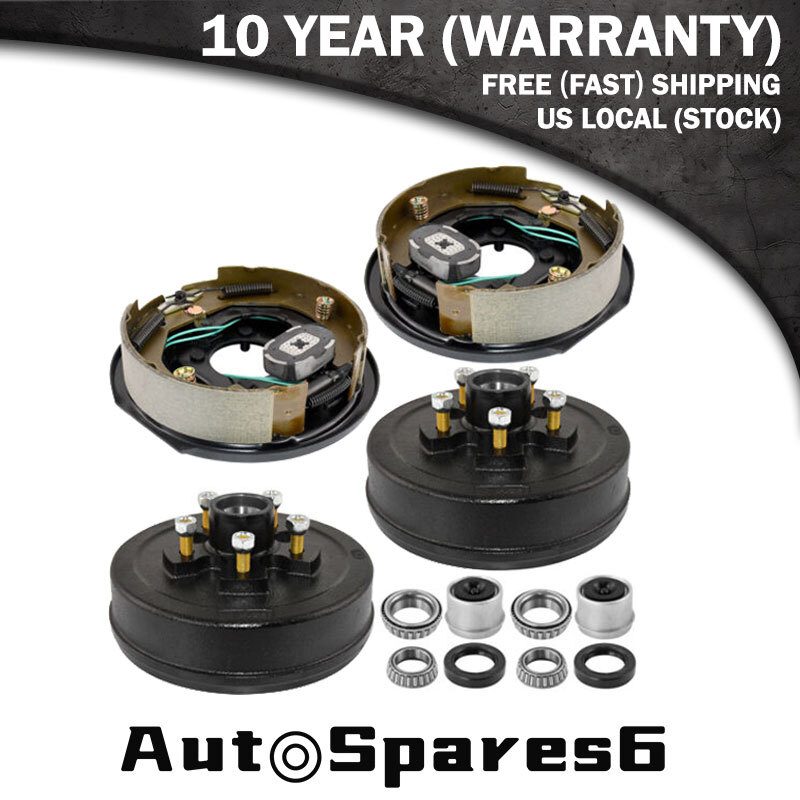 4pcs Trailer 5 on 5 Hub Drum And 10″X2-1/4″ Electric Brakes for 3500 Lbs Axle